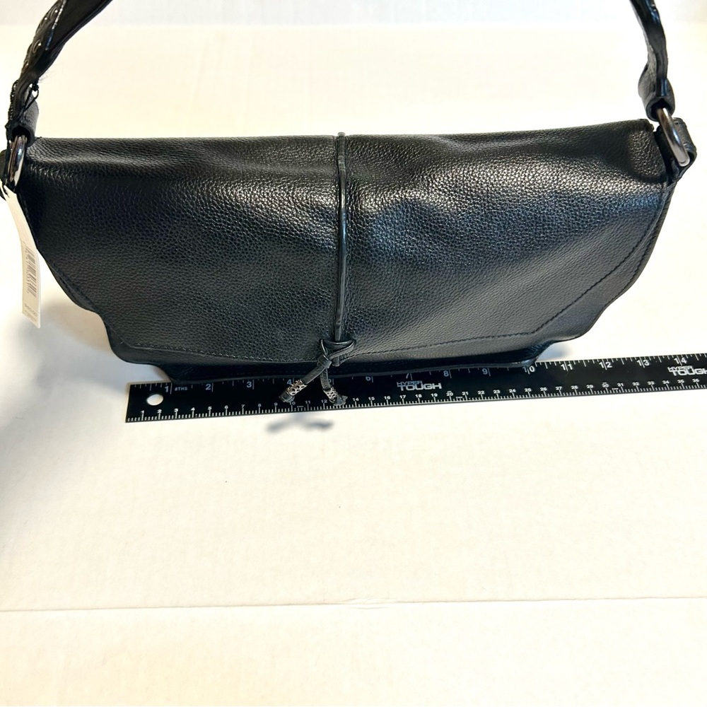 Y2K Via Spiga Shoulder Bag Pebbled Black leather Studded Flap magnetic closure - Picture 5 of 11